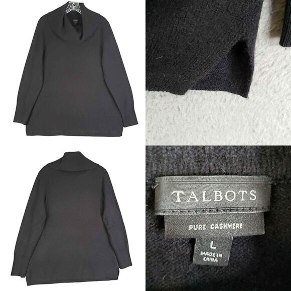 Talbots Sweaters - Talbots Sweater Womens Size Large L Black Cashmere Knit Cowl Neck Oversized